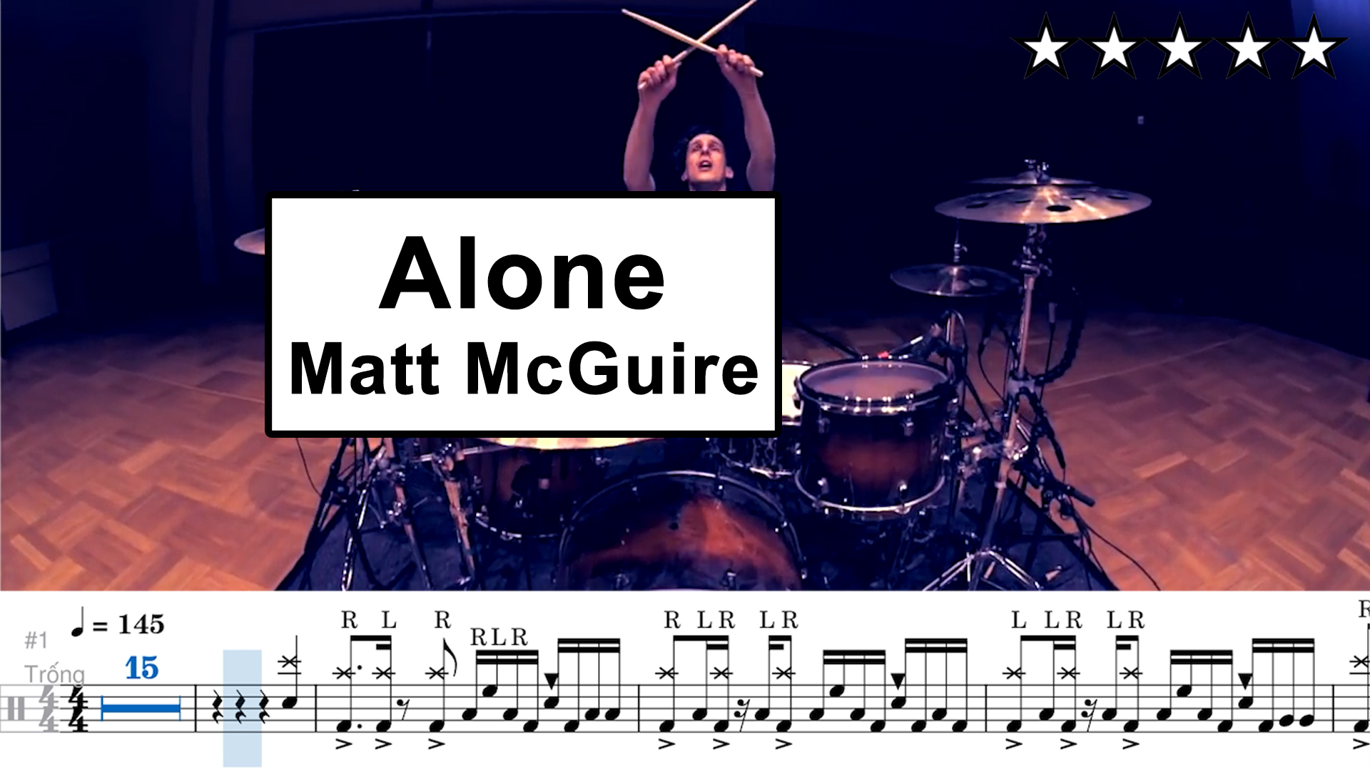 Matt McGuire - Alone - Marshmello (★★★★★) DRUM SHEET - Drum tutorial