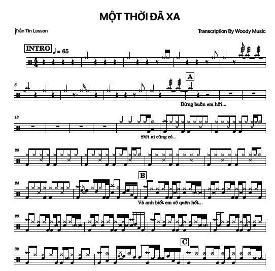 Một Thời Đã Xa Rock Ballad Drum Sheet Lesson - Trần Tín Drumcover