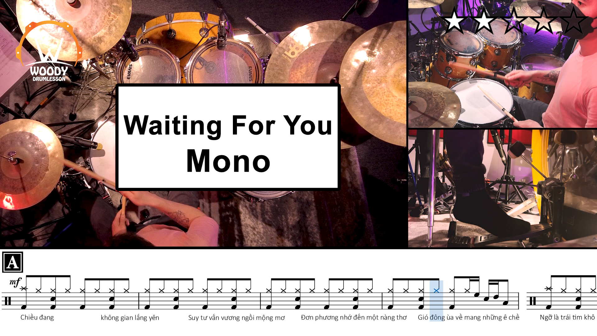 Waiting For You - Mono (★★☆☆☆) | Drum Cover, Score, Sheet Music, Lessons, Tutorial